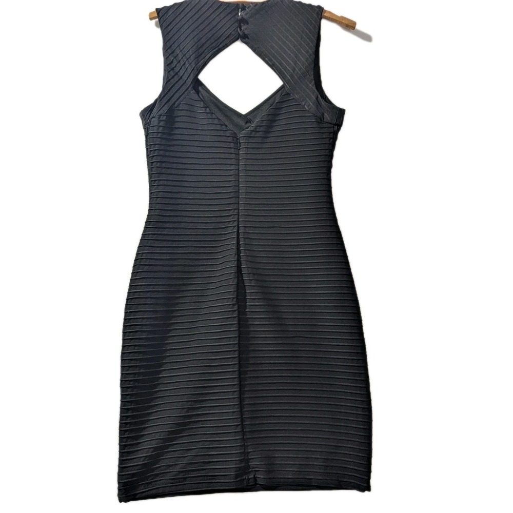Eliza J Black Ribbed Bodycon Dress Cutout Back Sleeveless Women's‎ 6 - Picture 2 of 11